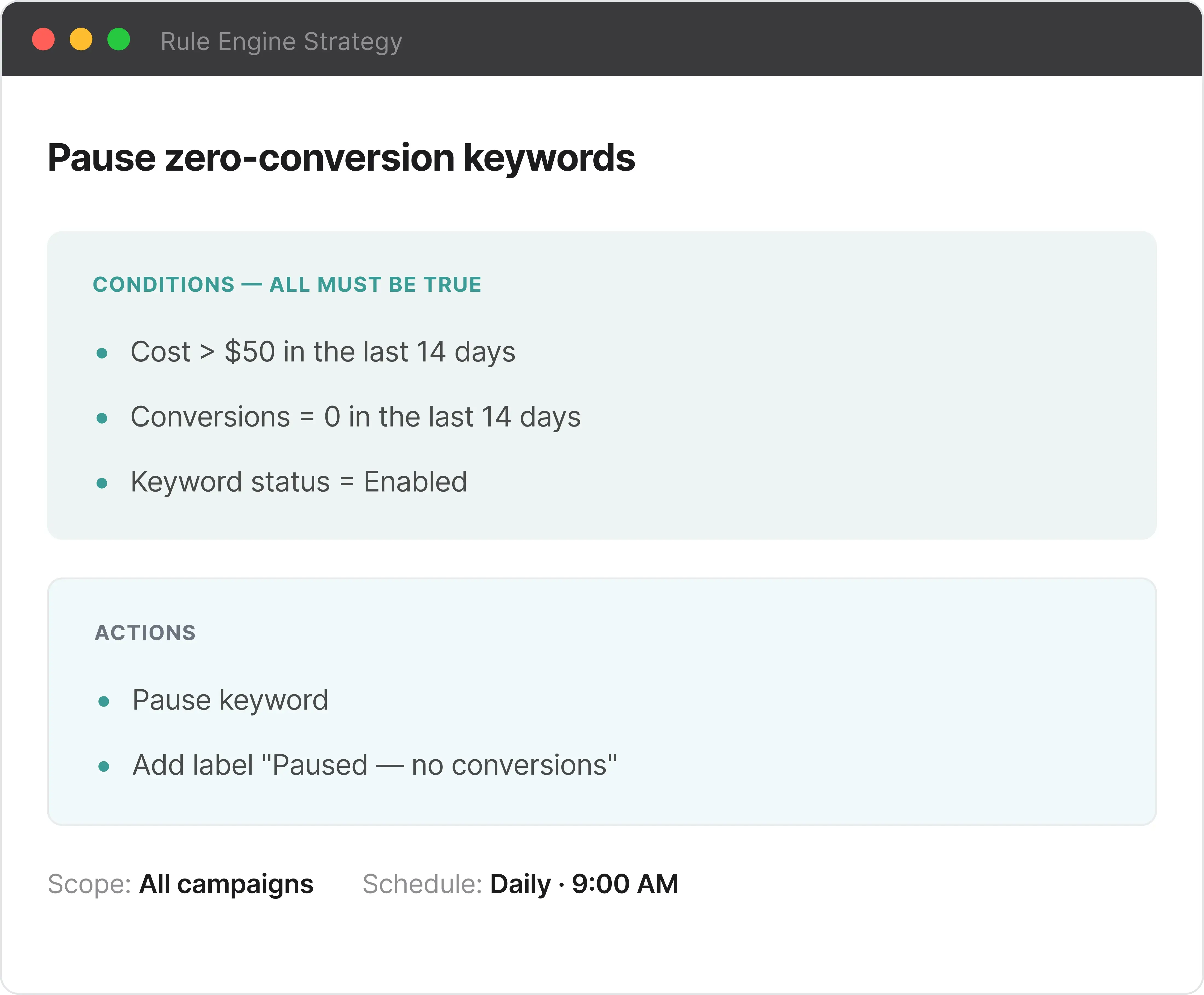 Build a Rule Engine strategy without opening Optmyzr
